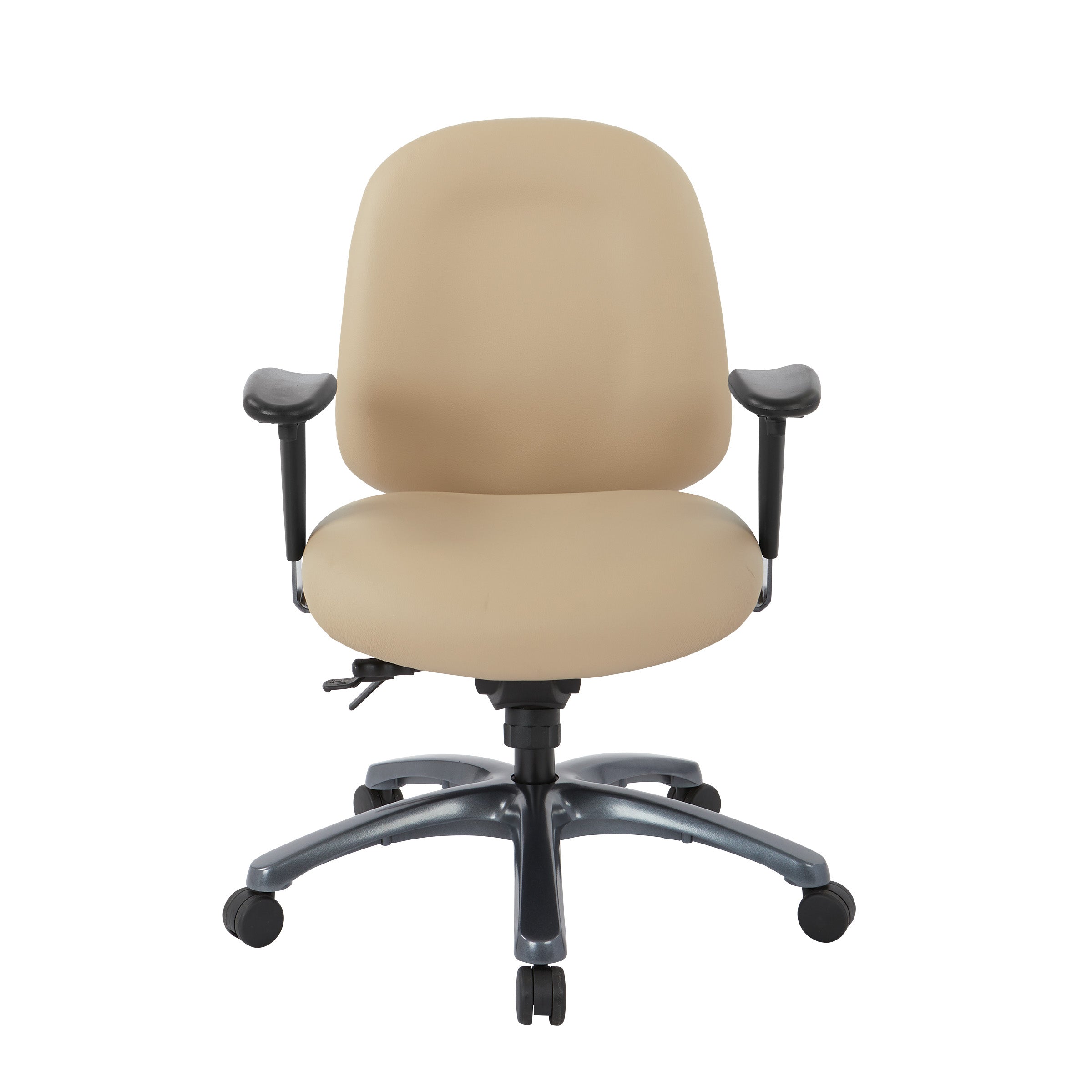 Multi-Function Mid Back Chair with Seat Slider and Titanium Finish Base
